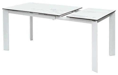 Стол CORNER 120 HIGH GLOSS STATUARIO керамика, стекло/ белый каркас, ®DISAUR