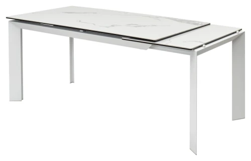 Стол CREMONA 140 HIGH GLOSS STATUARIO Белый мрамор глянцевый, керамика/ белый каркас, ®DISAUR