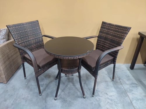 Комплект мебели стол Венеция + 2 кресла Милан из искусственного ротанга Dark brown