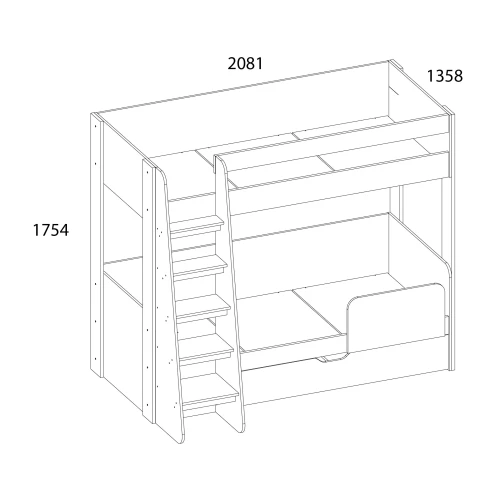 Кровать двухъярусная, OSKAR , цвет дуб Санремо