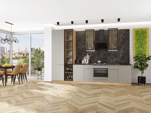 Кухонный гарнитур Фьюжн-08 Silky Grey Дуб Вотан