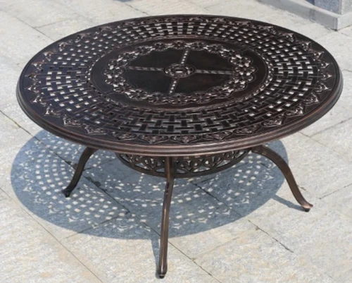 Комплект мебели на 6 персон из литого алюминия со столом D150 ВУЛКАН «VOLCANO» арт.6091/N008 bronze-6