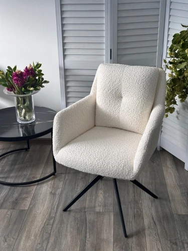 Стул MEADOW 360 град. поворот. Белый XD841-01, букле / черный каркас, ®DISAUR