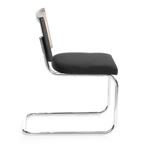 Стул MANI дерево вяз, ротанг/ткань лен, металлический каркас, черный, 46х46х78 см (Комплект из 4 шт.)