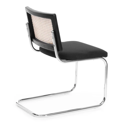 Стул MANI дерево вяз, ротанг/ткань лен, металлический каркас, черный, 46х46х78 см (Комплект из 4 шт.)