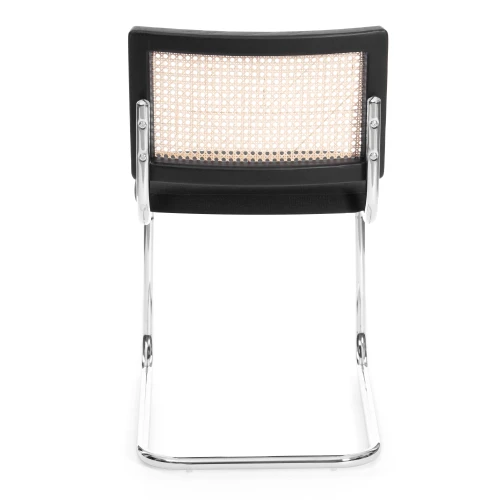 Стул MANI дерево вяз, ротанг/ткань лен, металлический каркас, черный, 46х46х78 см (Комплект из 4 шт.)