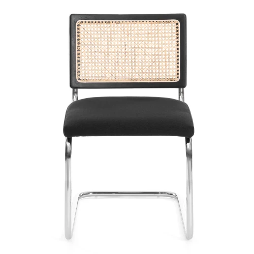 Стул MANI дерево вяз, ротанг/ткань лен, металлический каркас, черный, 46х46х78 см (Комплект из 4 шт.)