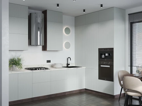 Трехуровневый кухонный гарнитур угловой Сиэль Royal 2800х1800 French Grey МДФ эмаль