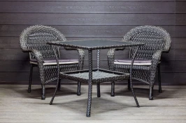 Садовый комплект из искусственного ротанга Мэдисон НЬЮ (Medison NEW) стол квадратный 80х80 + 2 кресла с подушками на сиденье