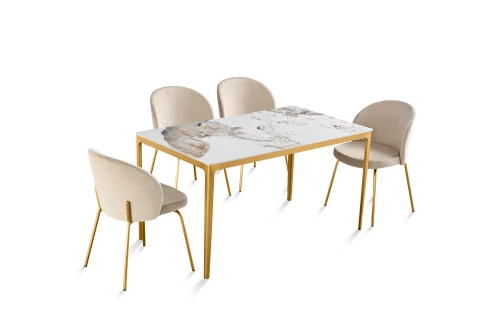 Стол обеденный Камео DT-3001B, 120х80х75 см, белый мрамор (Пандора)
