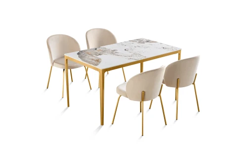 Стол обеденный Камео DT-3001B, 120х80х75 см, белый мрамор (Пандора)