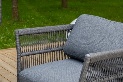 "Лугано" лаунж-зона 5-местная плетеная из роупа (веревки), каркас алюминиевый темно-серый, роуп темно-серый