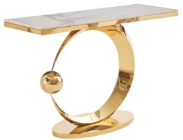 Стол-консоль Дрим IST-800,120х40х78 см, белый бентли/золотой
