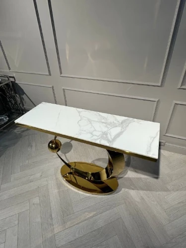 Стол-консоль Дрим IST-800,120х40х78 см, белый бентли/золотой