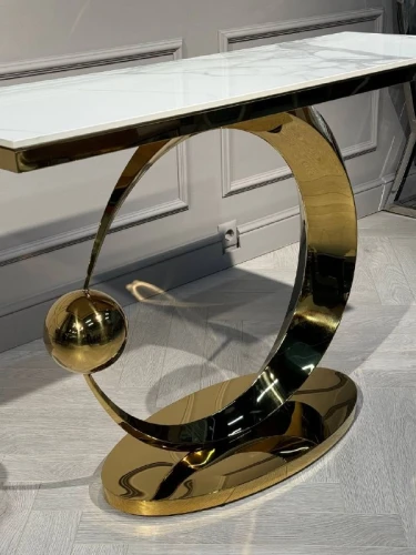 Стол-консоль Дрим IST-800,120х40х78 см, белый бентли/золотой