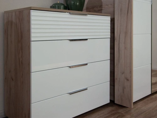 Комод «Джулия» 4ящ, Крафт серый/белый глянец