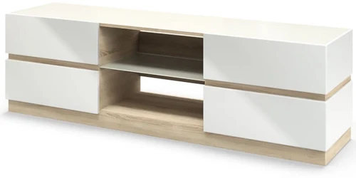 Тумба под ТВ «Хилтон» КМК 0651.20, Дуб сонома/Белый глянец