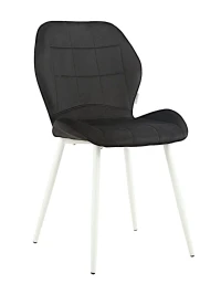 DC827 Стул мягкий, ЧЕРНЫЙ#G62-50 велюр, каркас металл белый КРУГЛЫЙ