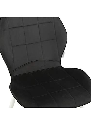 DC827 Стул мягкий, ЧЕРНЫЙ#G62-50 велюр, каркас металл белый КРУГЛЫЙ