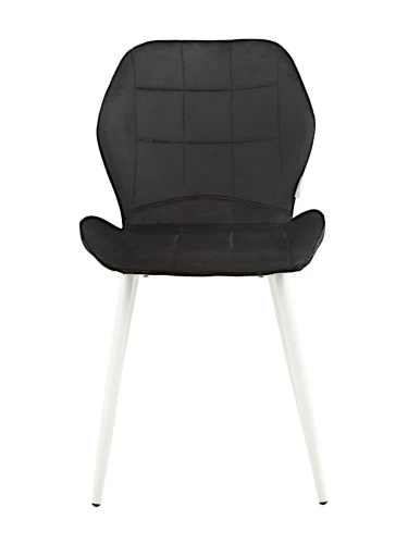 DC827 Стул мягкий, ЧЕРНЫЙ#G62-50 велюр, каркас металл белый КРУГЛЫЙ