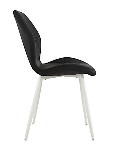 DC827 Стул мягкий, ЧЕРНЫЙ#G62-50 велюр, каркас металл белый КРУГЛЫЙ