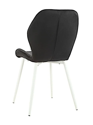 DC827 Стул мягкий, ЧЕРНЫЙ#G62-50 велюр, каркас металл белый КРУГЛЫЙ