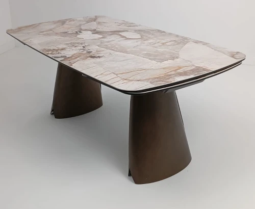 Стол IMBERT 180 GLOSS PATAGONIA, керамика на стекле/ брашированный каркас, цвет медный, ®DISAUR