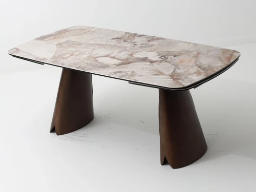 Стол IMBERT 180 GLOSS PATAGONIA, керамика на стекле/ брашированный каркас, цвет медный, ®DISAUR