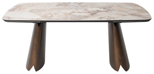 Стол IMBERT 180 GLOSS PATAGONIA, керамика на стекле/ брашированный каркас, цвет медный, ®DISAUR