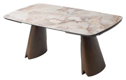 Стол IMBERT 180 GLOSS PATAGONIA, керамика на стекле/ брашированный каркас, цвет медный, ®DISAUR