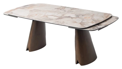 Стол IMBERT 180 GLOSS PATAGONIA, керамика на стекле/ брашированный каркас, цвет медный, ®DISAUR