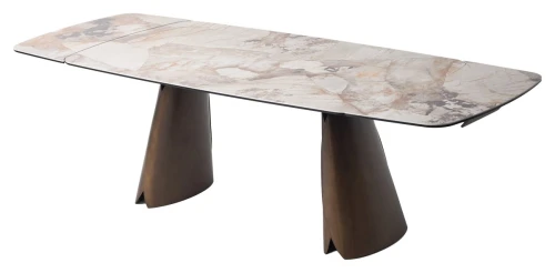 Стол IMBERT 180 GLOSS PATAGONIA, керамика на стекле/ брашированный каркас, цвет медный, ®DISAUR