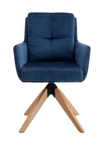 DC23069A Стул мягкий поворотный 360* с подлокот, СИНИЙ, ножка: бук.