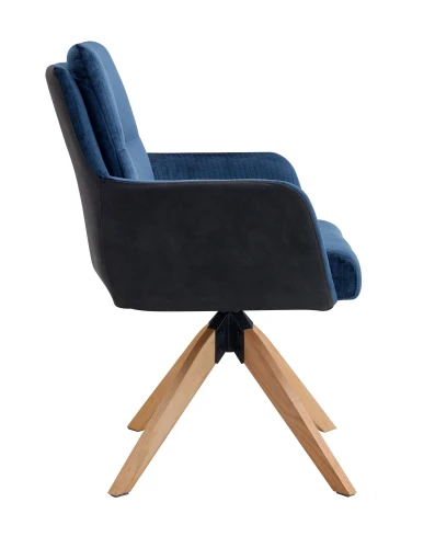 DC23069A Стул мягкий поворотный 360* с подлокот, СИНИЙ, ножка: бук.
