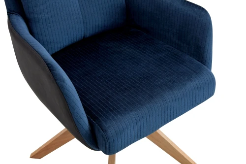 DC23069A Стул мягкий поворотный 360* с подлокот, СИНИЙ, ножка: бук.