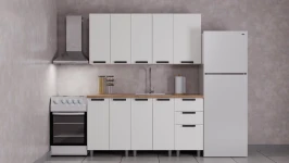 Готовая кухня ГК Аленушка 1,6м  Лаванда Молочный/Молочный,скоба черный,черный