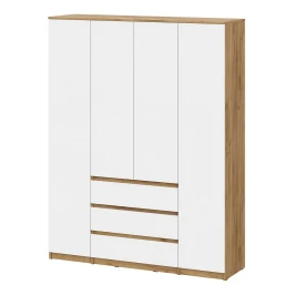 Шкаф для одежды и белья 4х дверный Денвер, Дуб золотой, Белый