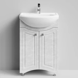 Тумба Адам 55 напольный, Белый камень ПВХ 57805 Vodok с раковиной в комплекте