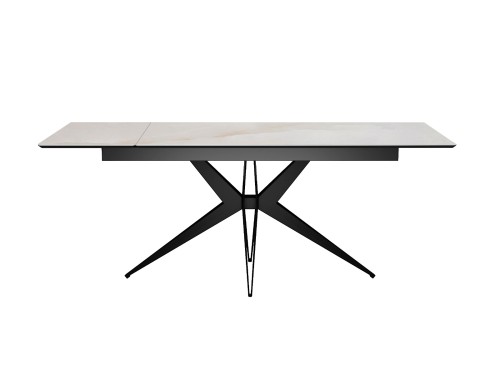 Стол DikLine DKS140 керамика глянец белый Icelandic white jade (Ostra Bianco Light), подстолье черное, опоры черные (2уп.)