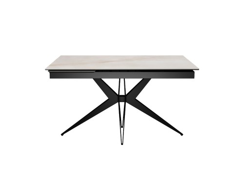 Стол DikLine DKS140 керамика глянец белый Icelandic white jade (Ostra Bianco Light), подстолье черное, опоры черные (2уп.)