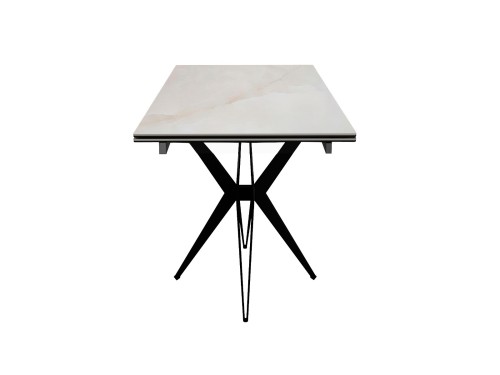Стол DikLine DKS140 керамика глянец белый Icelandic white jade (Ostra Bianco Light), подстолье черное, опоры черные (2уп.)