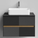 Тумба Аурум 80, пример RAL 9005 Чёрный янтарь, матовая, 2 ящика, подвесной Vodok с раковиной в комплекте