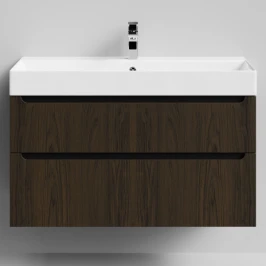 Тумба Бонум 1, 100 подвесной, Дуб цвет 14 Vodok с раковиной в комплекте