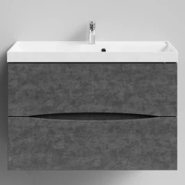 Тумба Лайт 90 подвесной, Серый камень ПВХ 57806 Vodok с раковиной в комплекте