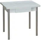 Эко 80х60 стол обеденный раскладной с ящиком / бетон белый/металлик Эко 80х60 стол обеденный раскладной с ящиком / бетон белый/металлик