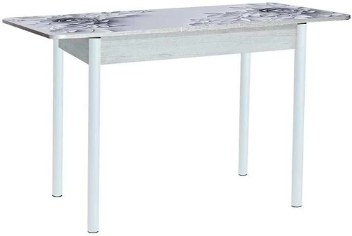 Нью йорк фотопечать стол обеденный раздвижной / цветы на сером/бетон белый/белый