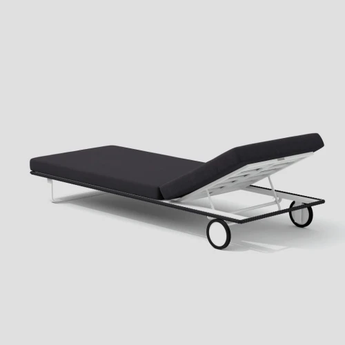 Шезлонг COSTA на колесах антрацит - белый каркас