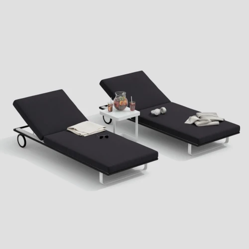 Шезлонг COSTA на колесах антрацит - белый каркас