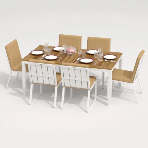 Стол обеденный TELLA  из тика 180x90 белый