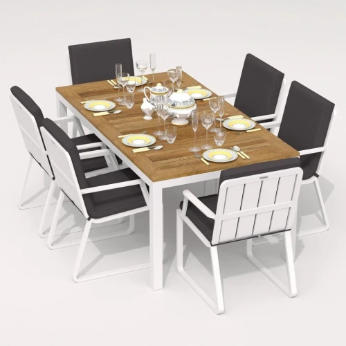 Стол обеденный TELLA  из тика 180x90 белый